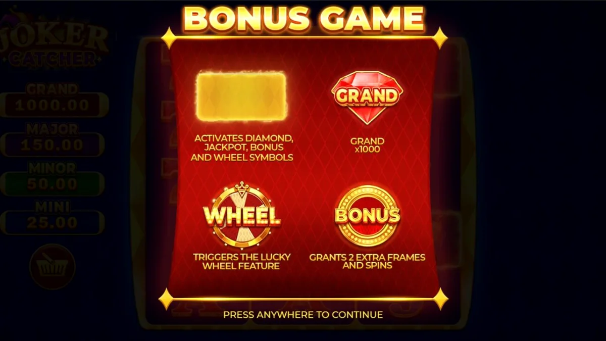 Tampilan visual slot Joker Catcher dengan tema kasino modern