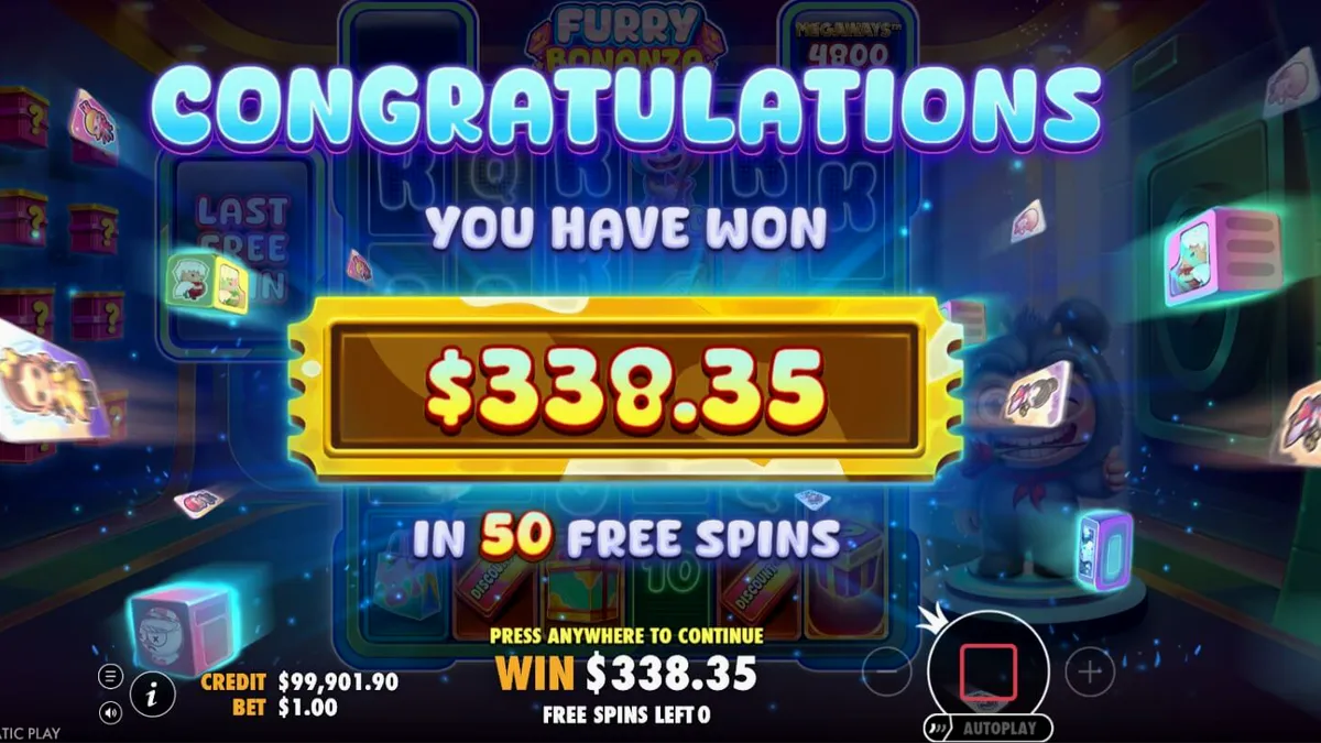 Karakter beruang lucu dalam slot Furry Bonanza Megaways